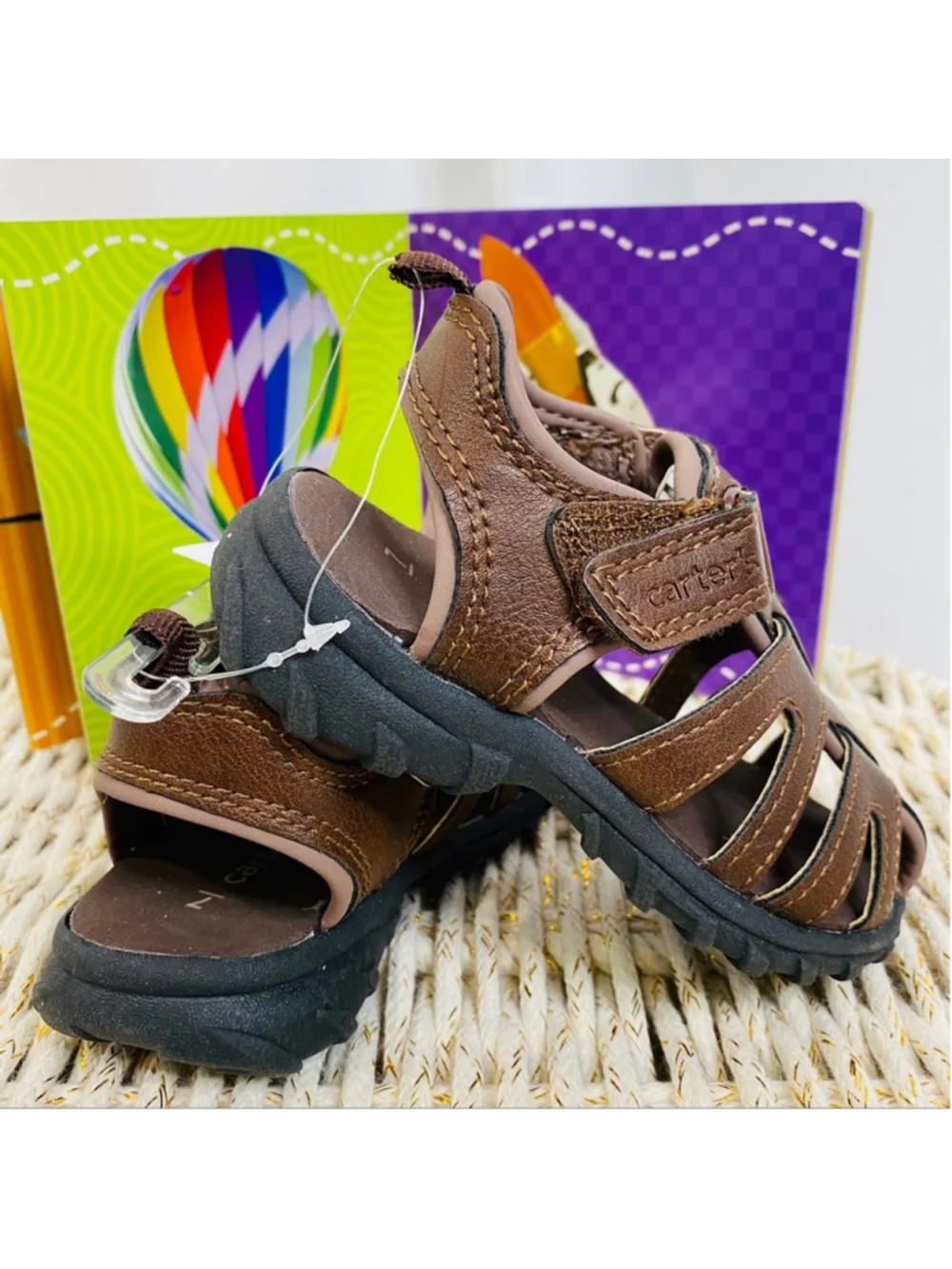 Carter's Toddler Boy's Brown Hook & Loop Closure Sandals Shoes Size 6 NWT